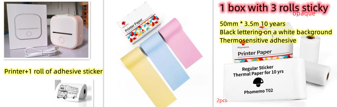 Portable Mini Thermal Label Printer – Phomemo T02 Series, Inkless & Bluetooth