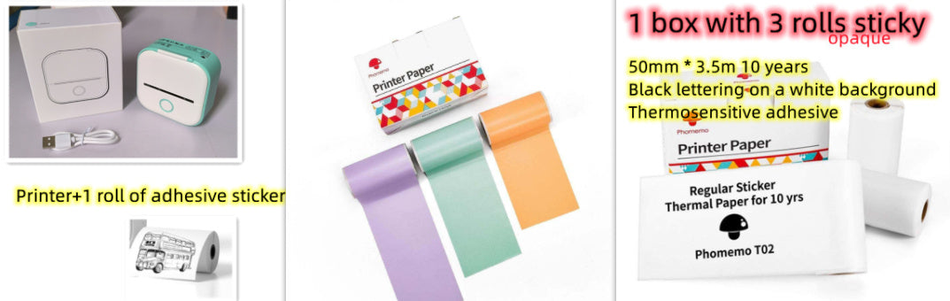 Collage of adhesive sticker products with text on a white background