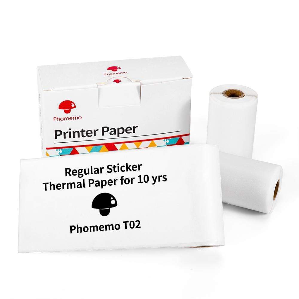 Phomemo printer paper with packaging on a white background
