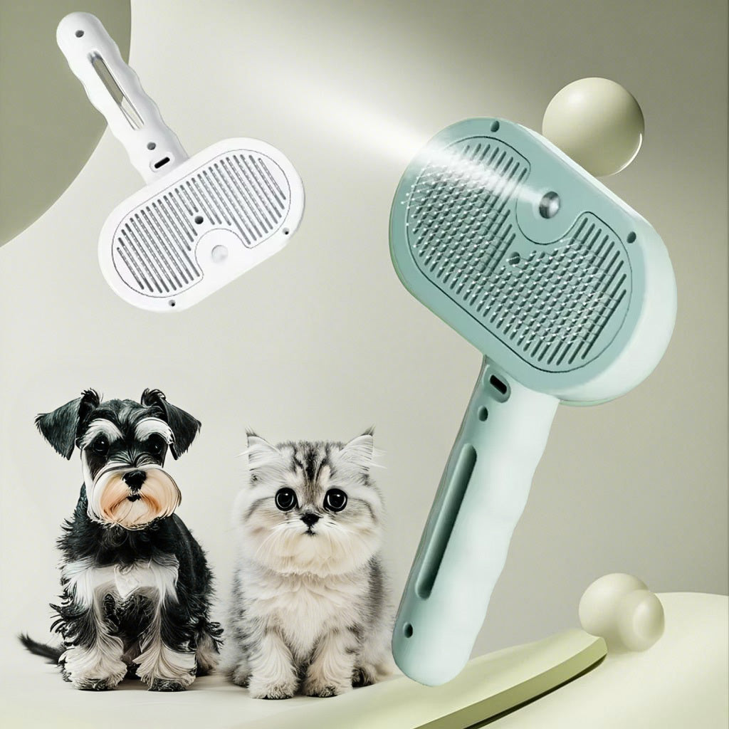 Pet grooming tool with a dog and cat on a light background