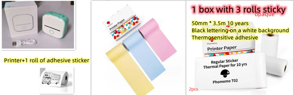 Portable Mini Thermal Label Printer – Phomemo T02 Series, Inkless & Bluetooth