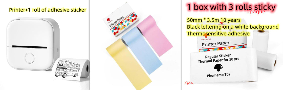 Portable Mini Thermal Label Printer – Phomemo T02 Series, Inkless & Bluetooth